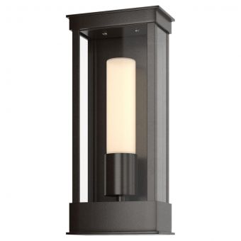 Hubbardton Forge Portico Small Outdoor Sconce in Coastal Oil Rubbed Bronze, Opal Glass (GG)