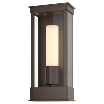 Hubbardton Forge Portico Small Outdoor Sconce in Coastal Bronze, Opal Glass (GG)