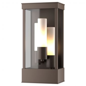 Hubbardton Forge Portico Outdoor Sconce in Coastal Bronze, Opal Glass (GG)