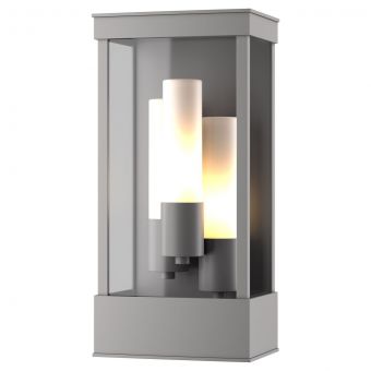 Hubbardton Forge Portico Outdoor Sconce in Coastal Burnished Steel, Opal Glass (GG)