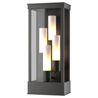 Hubbardton Forge Portico Large Outdoor Sconce in Coastal Oil Rubbed Bronze, Opal Glass (GG)