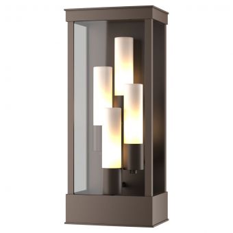 Hubbardton Forge Portico Large Outdoor Sconce in Coastal Bronze, Opal Glass (GG)