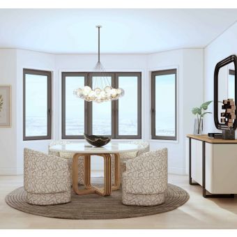 A.R.T. Furniture Portico Round Dining Set in Sienna, White Plaster