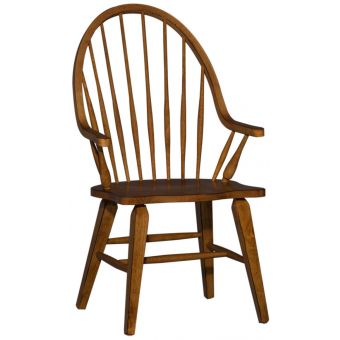 Liberty Furniture Hearthstone Windsor Back Arm Chair in Rustic Oak - Set of 2