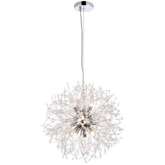Elegant Furniture & Lighting Solace Chrome and Clear Pendant Lamp