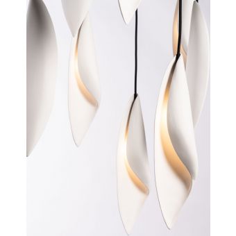 Oggetti Leaf 10 Port Chandelier with Black Wire, Chrome Canopy