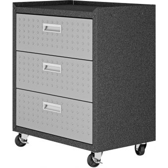 Manhattan Comfort Fortress Textured Metal 31.5" Garage Mobile Chest in Grey