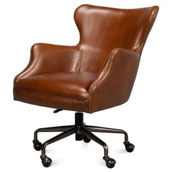 Sarreid Andrew Jackson Desk Chair - Havana Leather