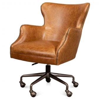 Sarreid Andrew Jackson Desk Chair - Cuba Brown