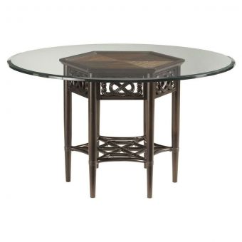 Tommy Bahama Home Royal Kahala Sugar And Lace Dining Table With 60" Glass Top