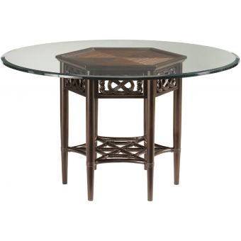 Tommy Bahama Home Royal Kahala Sugar And Lace Dining Table With 54" Glass Top