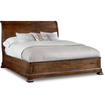 Hooker Furniture Archivist Sleigh Platform Bed in Dark Wood, Queen