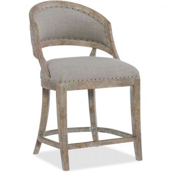 Hooker Furniture Boheme Garnier Barrel Back Counter Stool in Grey