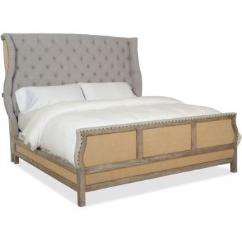 Hooker Furniture Boheme Bon Vivant De-Constructed King Upholstered  Bed in Grey