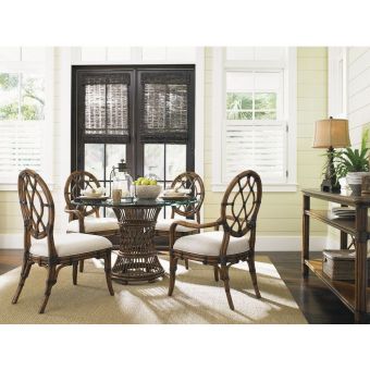 Tommy Bahama Home Bali Hai Aruba Dining Set with 36" Glass Top