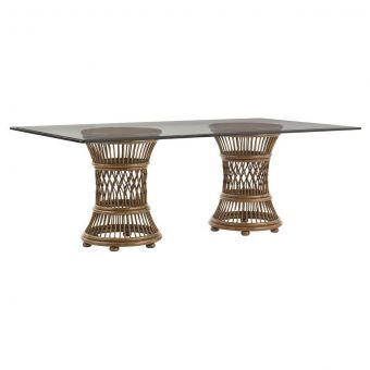 Tommy Bahama Home Bali Hai Aruba Dining Table With 84 X 48" Glass Top
