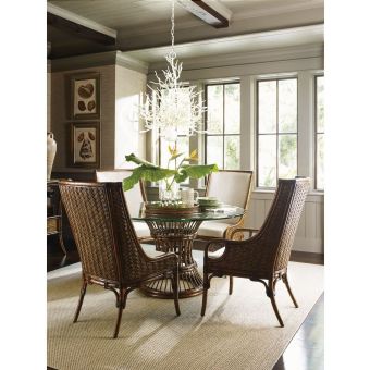 Tommy Bahama Home Bali Hai Latitude 60" Dining Set with Upholstered Arm Chair