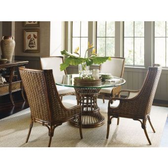 Tommy Bahama Home Bali Hai Latitude 54" Dining Set with Upholstered Arm Chair