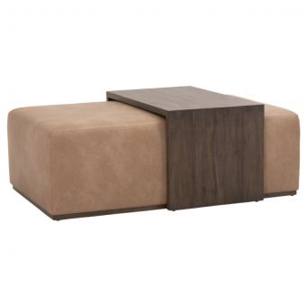 Essentials For Living Dovetail Upholstered Coffee Table in Ivanhoe Toast