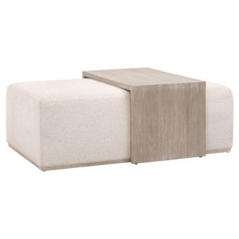Essentials For Living Dovetail Upholstered Coffee Table in LiveSmart Gellar-Linen