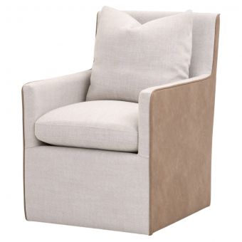 Essentials For Living Harmony Arm Chair With Casters in Performance Bisque French Linen