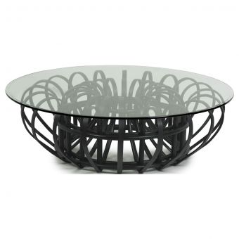 Oggetti Aiden Cocktail Table, Black with Glass
