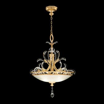 Fine Art Beveled Arcs 32" Round Pendant in Gold Leaf - 704540-3