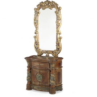 AICO Michael Amini Villa Valencia Bedside Chest Nightstand with Mirror