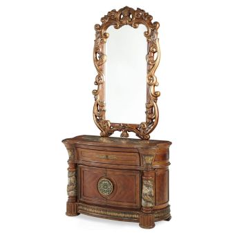 AICO Michael Amini Villa Valencia Bachelor's Chest with Mirror in Classic Chestnut