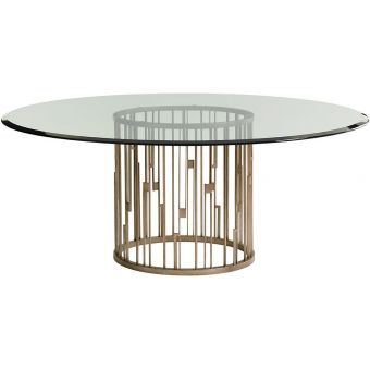 Lexington Shadow Play Rendezvous Round Metal Dining Table With Glass Top