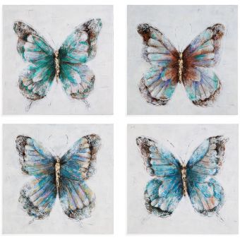 Bassett Mirror Company Realism Metallic Butterflies (S/4) Canvas Art