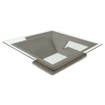 Oggetti Nautilus Square Cocktail Table with Glass, Latti Grey