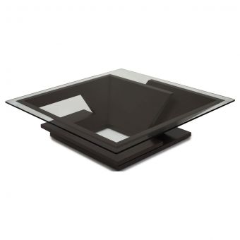 Oggetti Nautilus Square Cocktail Table with Glass, Wenge