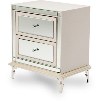 AICO Michael Amini Hollywood Loft Upholstered Nightstand in Frost