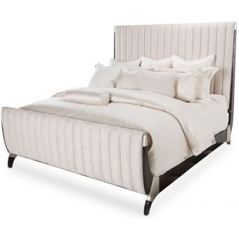 AICO Michael Amini Paris Chic Tufted Sleigh Bed, Queen