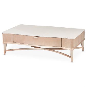 AICO Michael Amini Malibu Crest Rectangular Cocktail Table - Blush