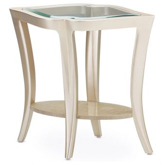 AICO Michael Amini Malibu Crest End Table with Glass - Chardonnay