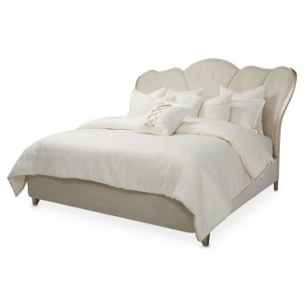 AICO Michael Amini Villa Cherie Cal King Upholstered Bed - Pearl
