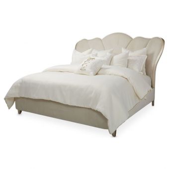 AICO Michael Amini Villa Cherie Queen Upholstered Bed - Pearl