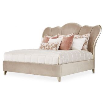 AICO Michael Amini Villa Cherie Cal King Upholstered Bed - Porcini
