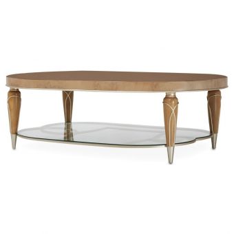 AICO Michael Amini Villa Cherie Oval Cocktail Table - Caramel