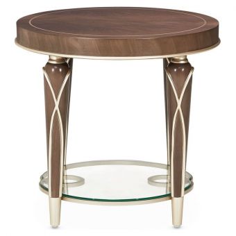AICO Michael Amini Villa Cherie End Table - Hazelnut