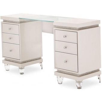 AICO Michael Amini Glimmering Heights Upholstered Vanity Desk