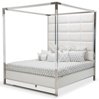 AICO Michael Amini State St. Metal Canopy Bed, Eastern King