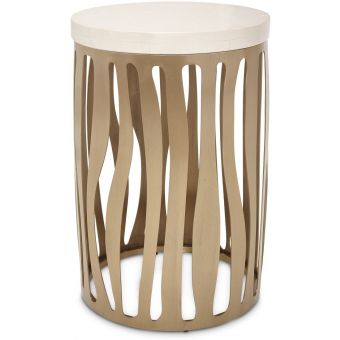 AICO Michael Amini La Rachelle Round Chair Side Table w/Metal Base Chardonnay