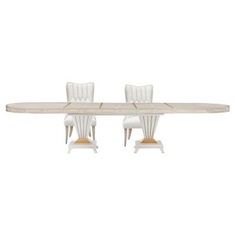 AICO Michael Amini St. Charles 3pc Double Pedestal Dining Set in Dove Gray