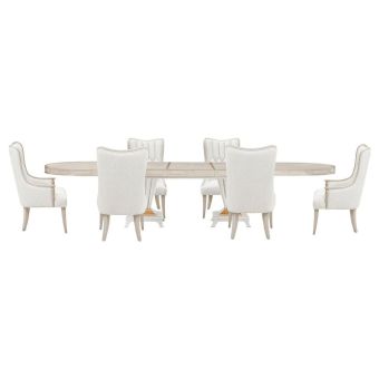 AICO Michael Amini St. Charles 7pc Double Pedestal Dining Set in Dove Gray