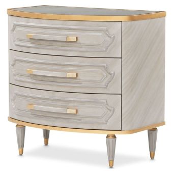 AICO Michael Amini St. Charles 3-Drawer Nightstand in Dove Gray