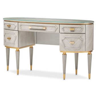 AICO Michael Amini St. Charles Vanity with Glass Top in Dove Gray