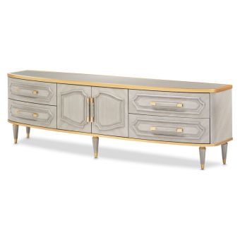 AICO Michael Amini St. Charles Media Cabinet in Dove Gray